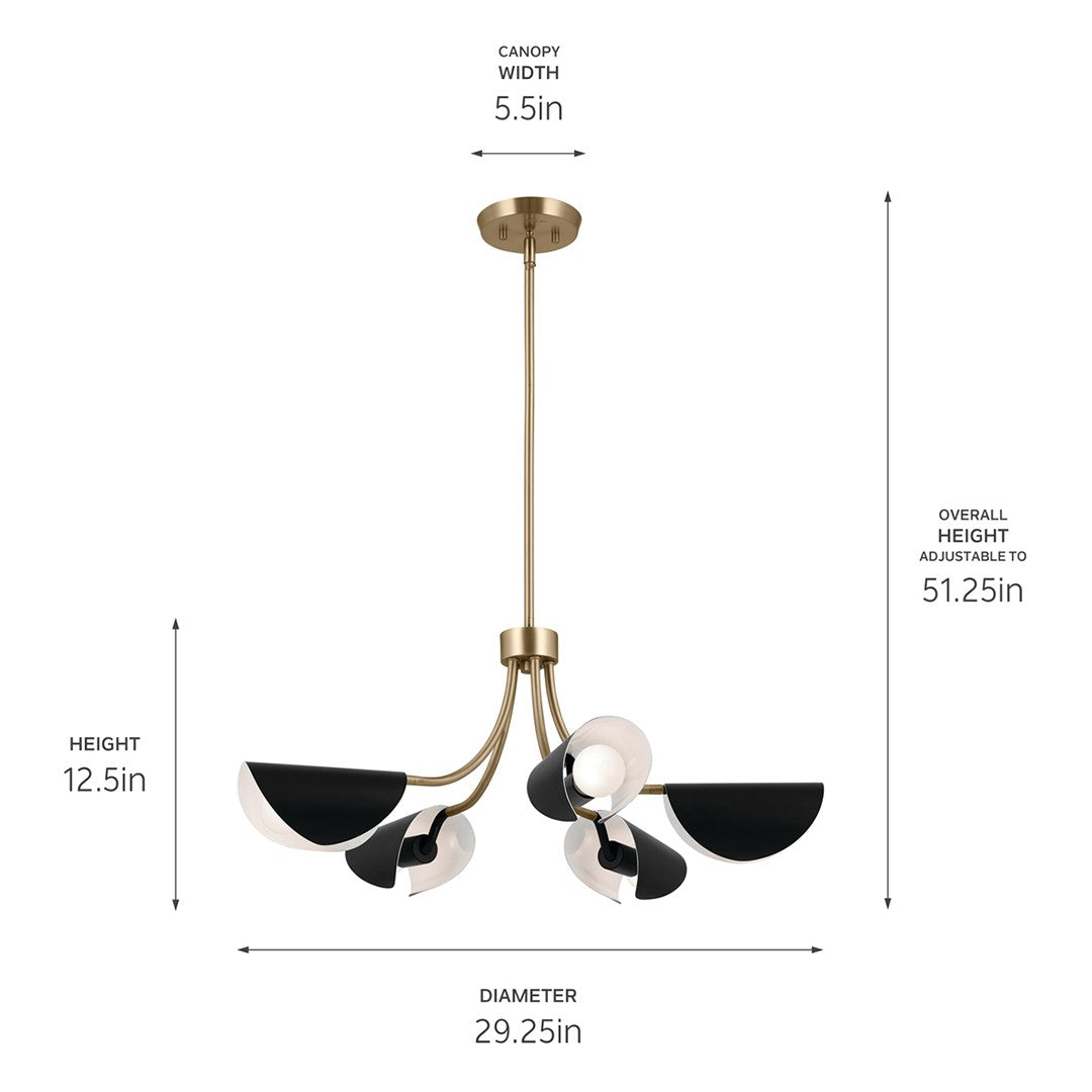 Kichler Canada - 52558CPZBK - Five Light Chandelier/Semi Flush - Arcus - Champagne Bronze