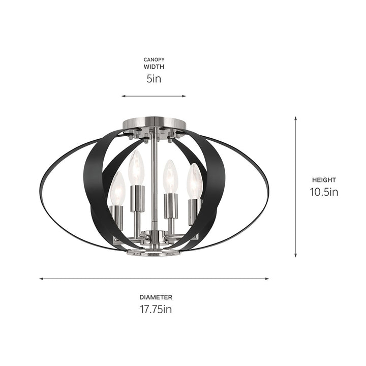 Kichler Canada - 52588PN - Four Light Flush Mount - Cecil - Polished Nickel