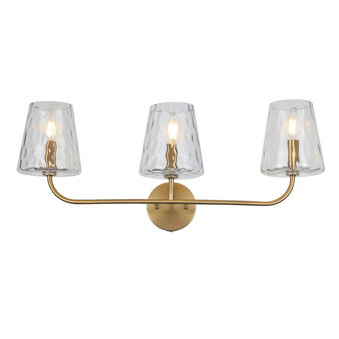 Eleanor Three Light Vanity in Aged Brass - available from The Lighting Shoppe, trusted by Canadian homeowners