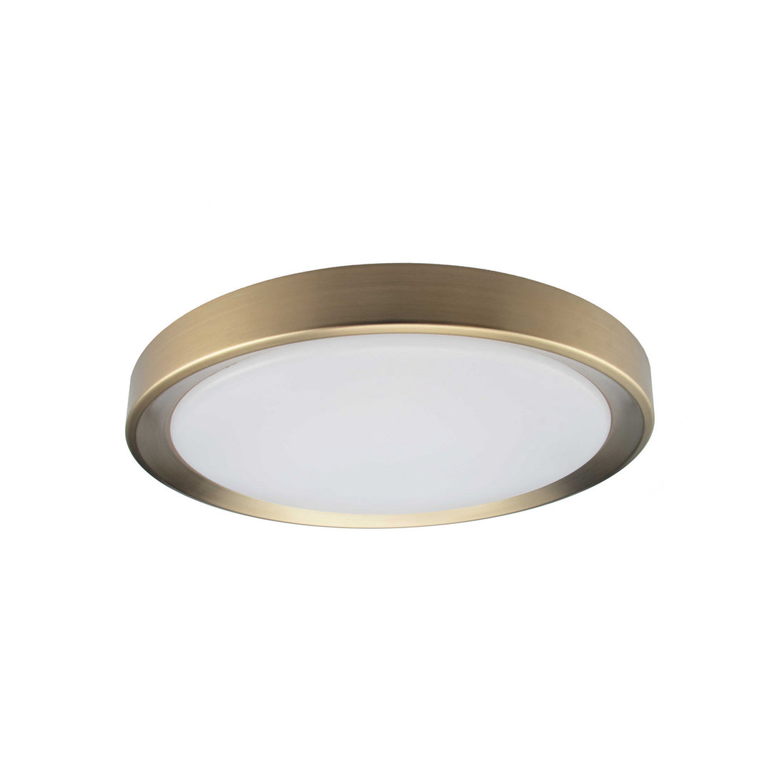 Flynn LED Flush Mount in Aged Brass - available from The Lighting Shoppe, trusted by Canadian homeowners