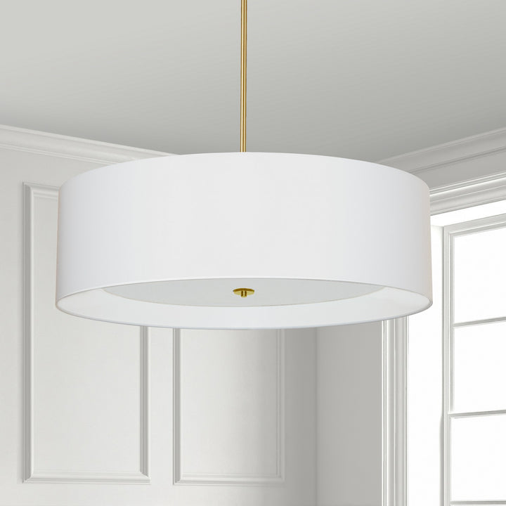 Dainolite Canada - HEL-304P-AGB-WH - Four Light Pendant - Helena - Aged Brass