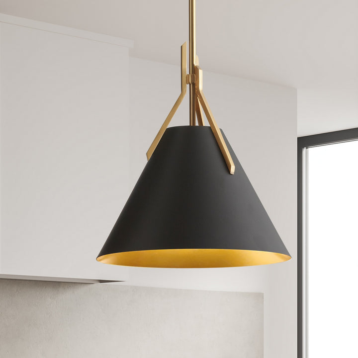 Dainolite Canada - NIC-101P-AGB-BK - One Light Pendant - Nicole - Aged Brass