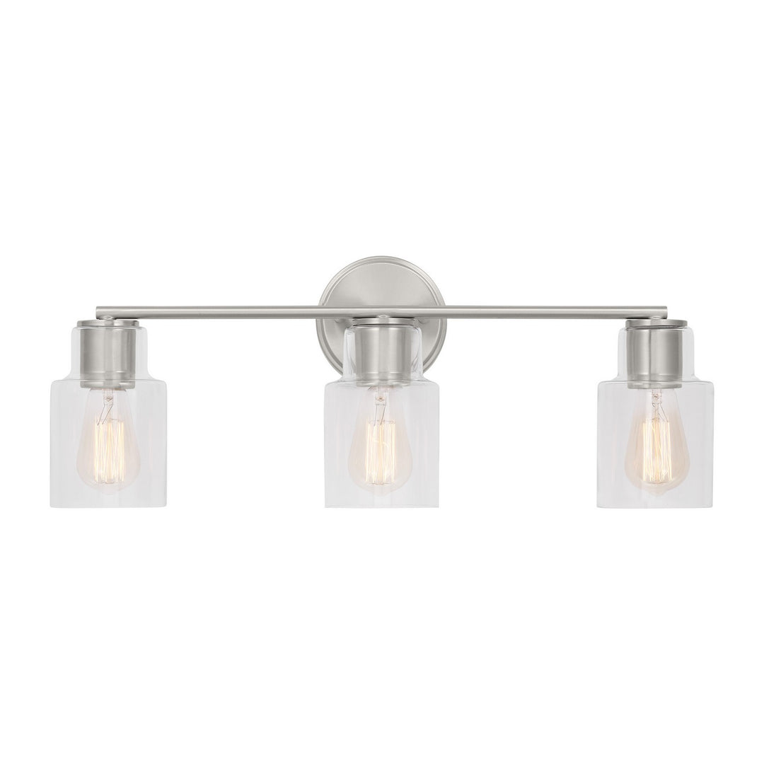 Sayward Three Light Bath in Brushed Steel - available from The Lighting Shoppe, trusted by Canadian homeowners