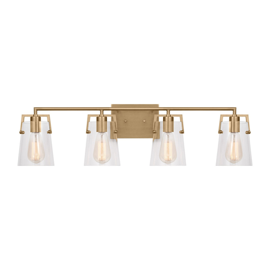 Crofton Four Light Bath in Satin Brass - available from The Lighting Shoppe, trusted by Canadian homeowners
