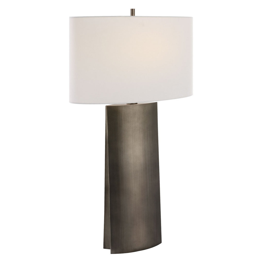 V-Groove One Light Table Lamp in Dark Steel Gray - available from The Lighting Shoppe, trusted by Canadian homeowners