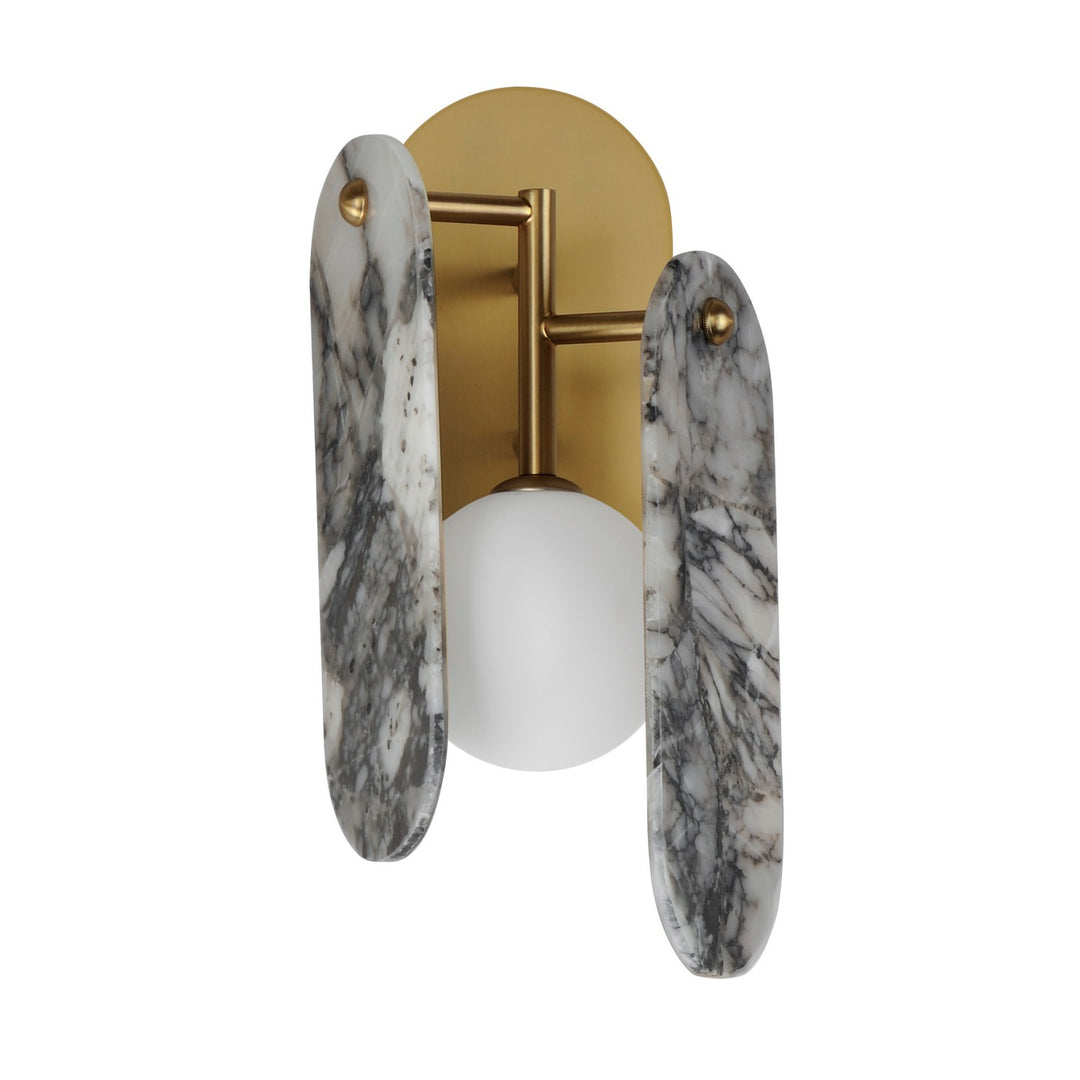 Megalith - Stone LED Wall Sconce in Natural Aged Brass - available from The Lighting Shoppe, trusted by Canadian homeowners