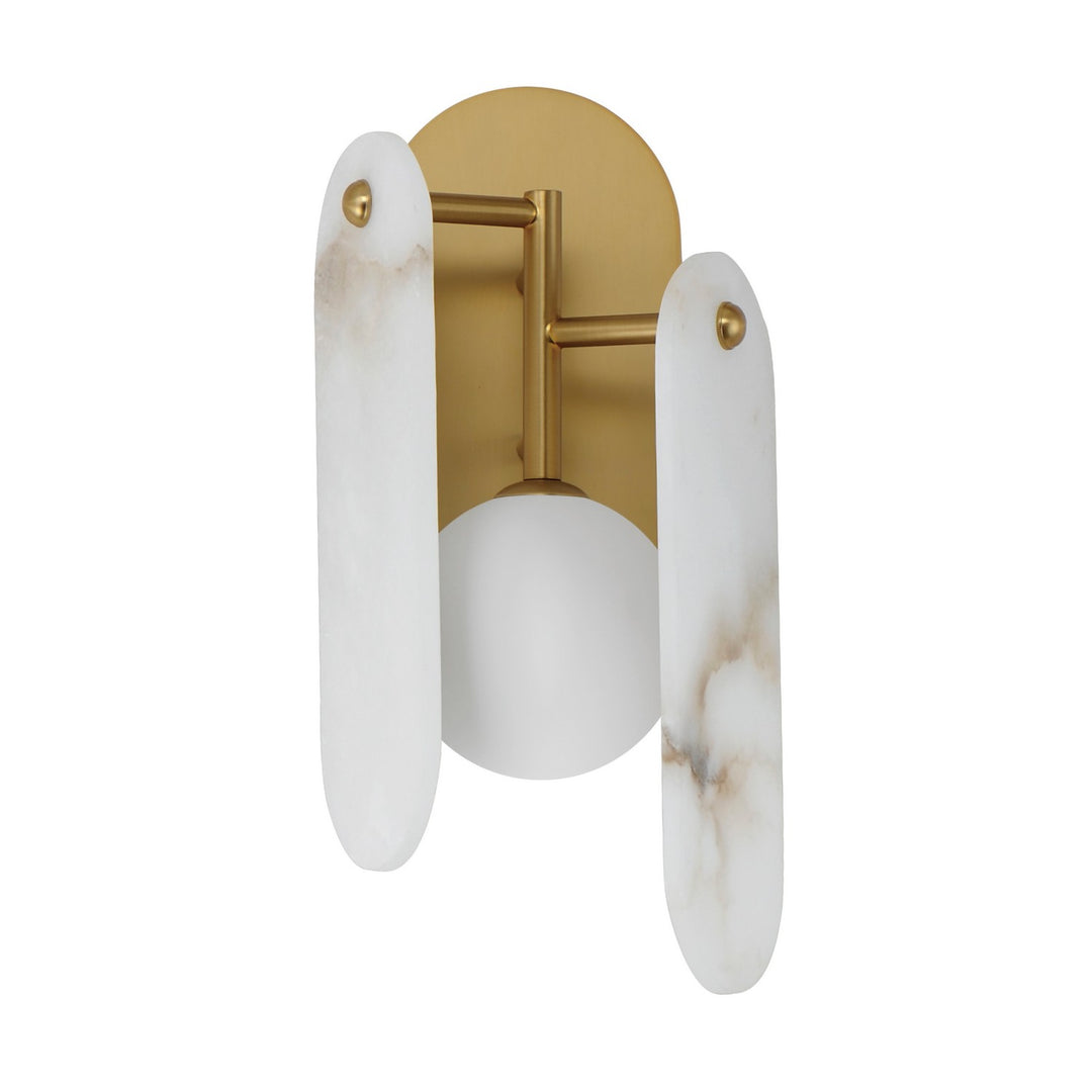 Megalith - Stone LED Wall Sconce in Natural Aged Brass - available from The Lighting Shoppe, trusted by Canadian homeowners