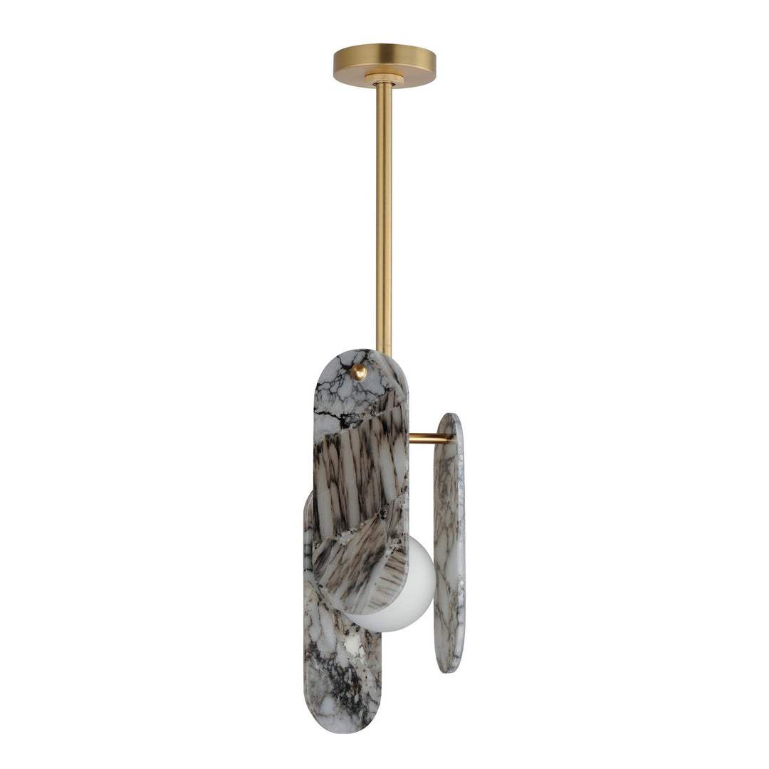 Megalith - Stone LED Pendant in Natural Aged Brass - available from The Lighting Shoppe, trusted by Canadian homeowners