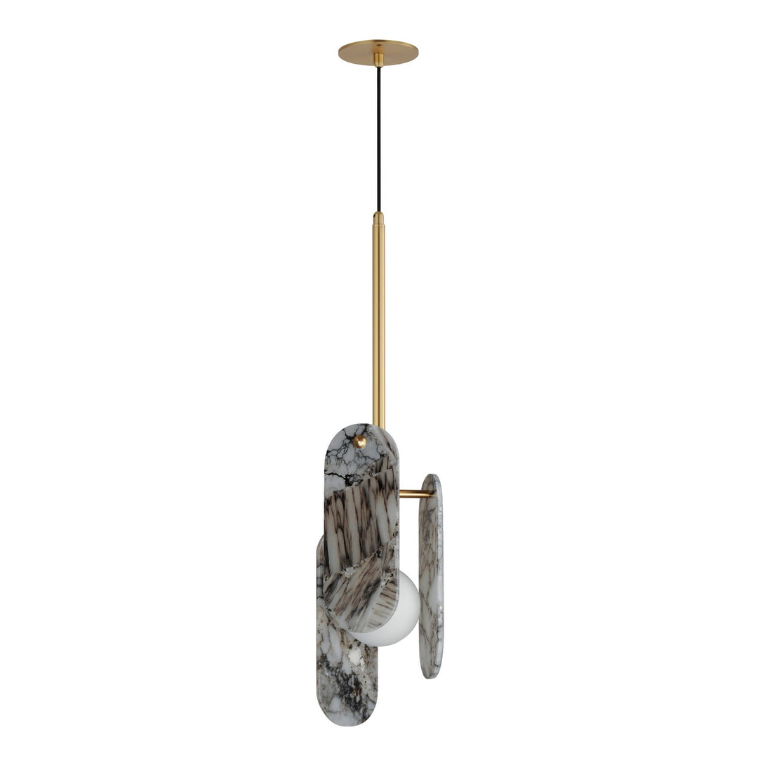 Megalith - Stone LED Pendant in Natural Aged Brass - available from The Lighting Shoppe, trusted by Canadian homeowners