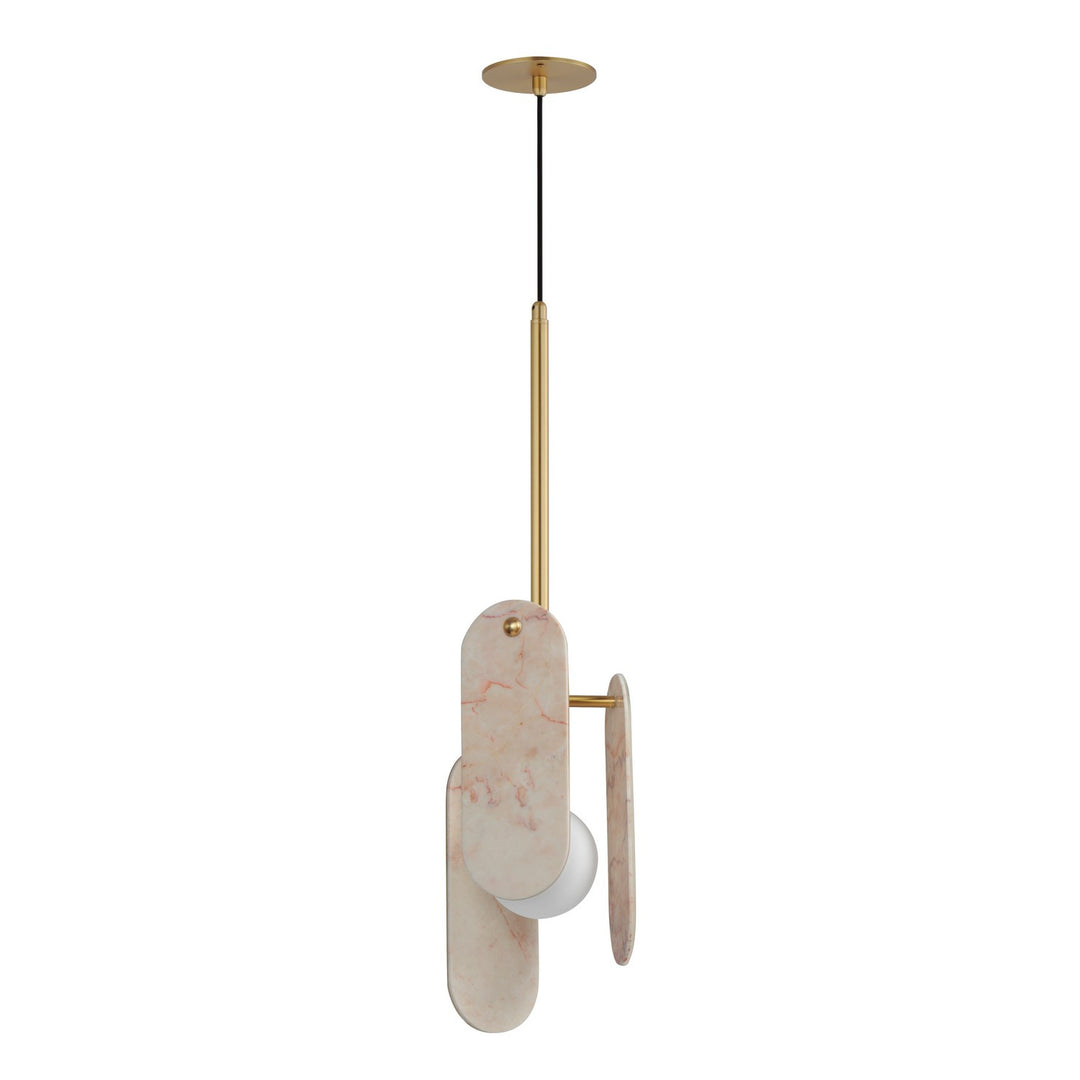 Megalith - Stone LED Pendant in Natural Aged Brass - available from The Lighting Shoppe, trusted by Canadian homeowners