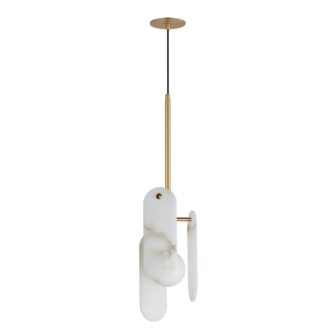 Megalith - Stone LED Pendant in Natural Aged Brass - available from The Lighting Shoppe, trusted by Canadian homeowners