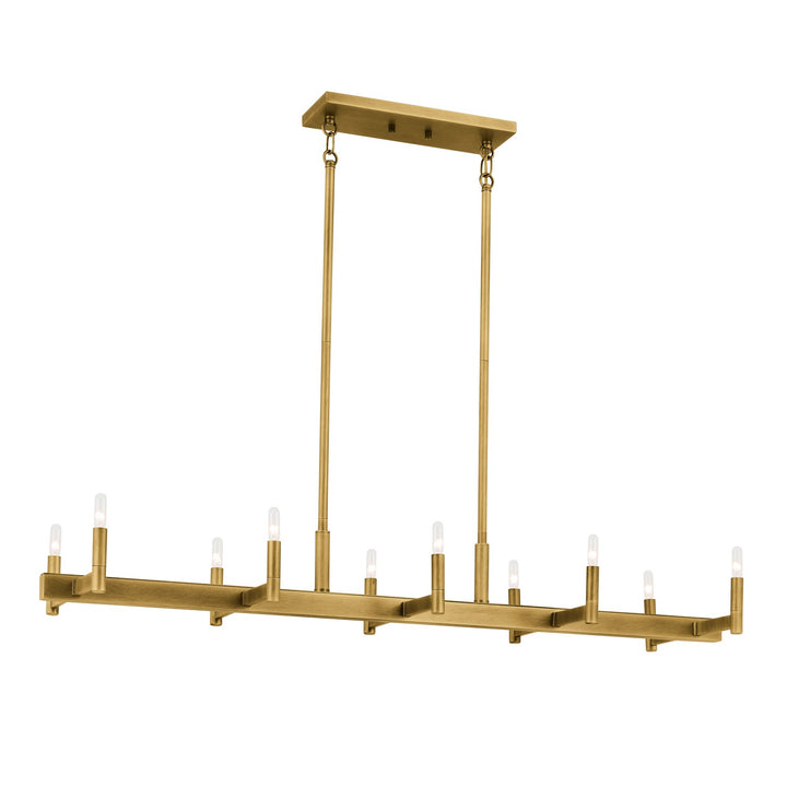 Kichler Canada - 52614NBR - Ten Light Linear Chandelier - Erzo - Natural Brass