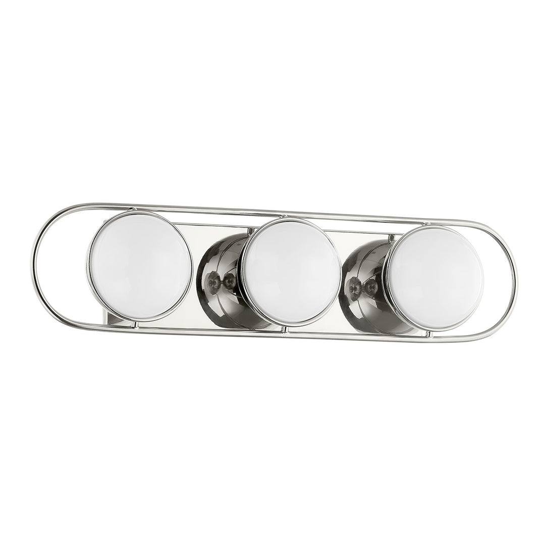 Amy Three Light Bath and Vanity in Polished Nickel - available from The Lighting Shoppe, trusted by Canadian homeowners