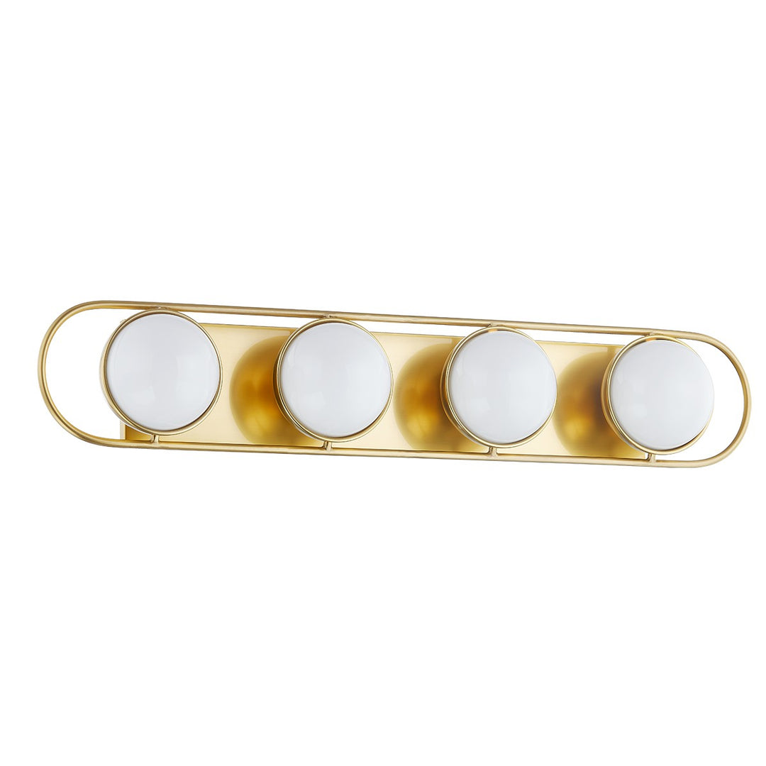 Amy Four Light Bath and Vanity in Aged Brass - available from The Lighting Shoppe, trusted by Canadian homeowners