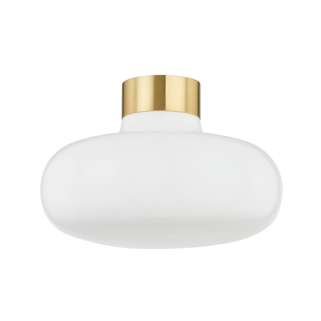 Eliana One Light Flush Mount in Aged Brass - available from The Lighting Shoppe, trusted by Canadian homeowners