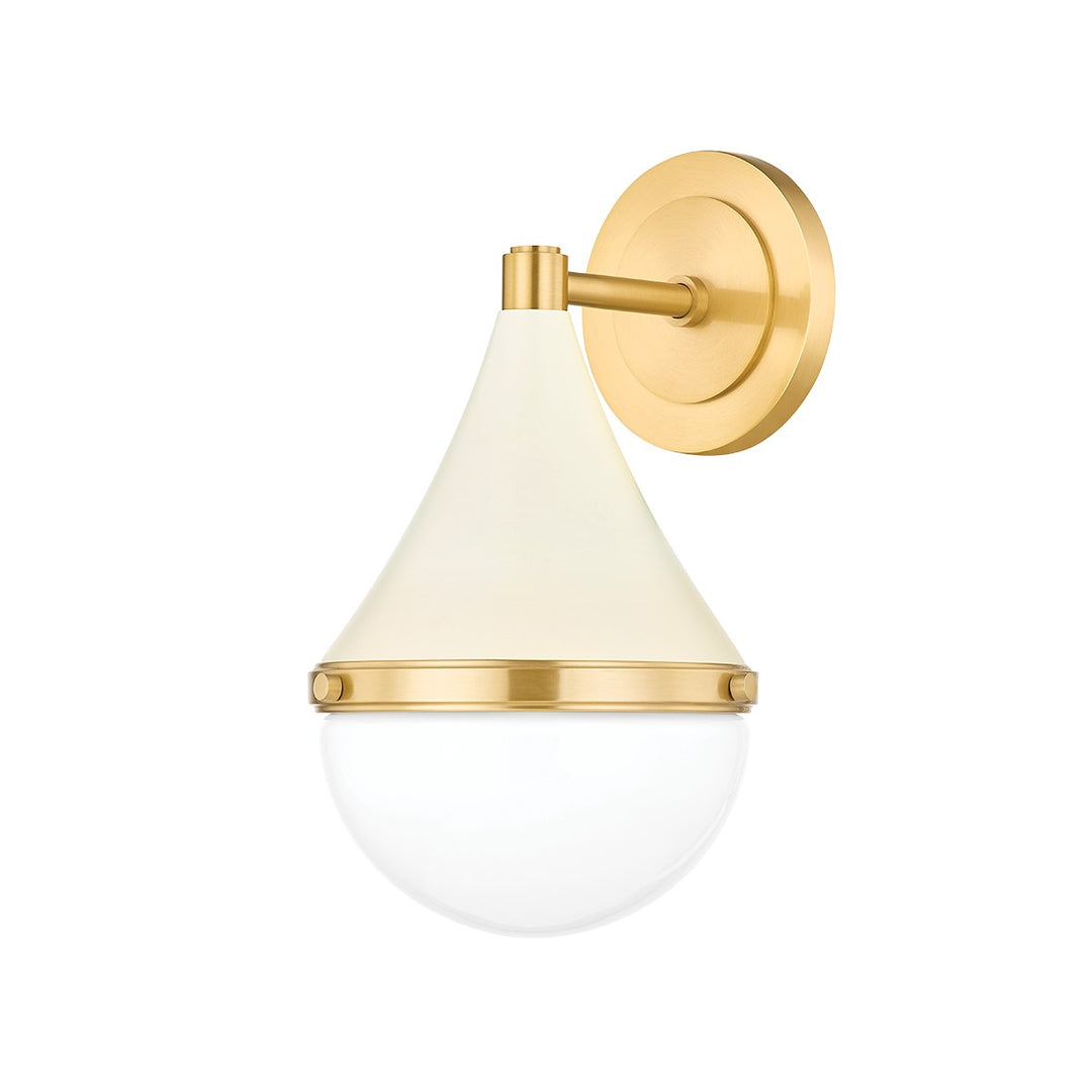 Ciara One Light Wall Sconce in Aged Brass/Soft Cream - available from The Lighting Shoppe, trusted by Canadian homeowners