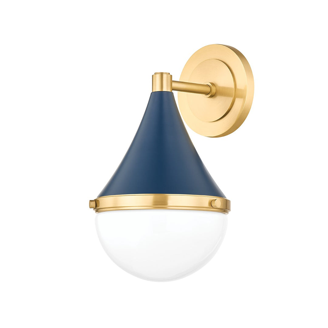 Ciara One Light Wall Sconce in Aged Brass/Soft Navy - available from The Lighting Shoppe, trusted by Canadian homeowners