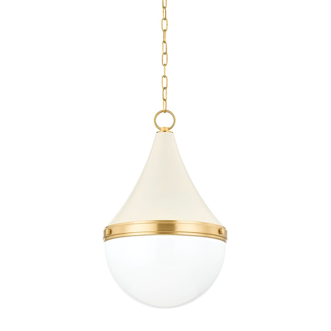 Ciara One Light Pendant in Aged Brass/Soft Cream - available from The Lighting Shoppe, trusted by Canadian homeowners