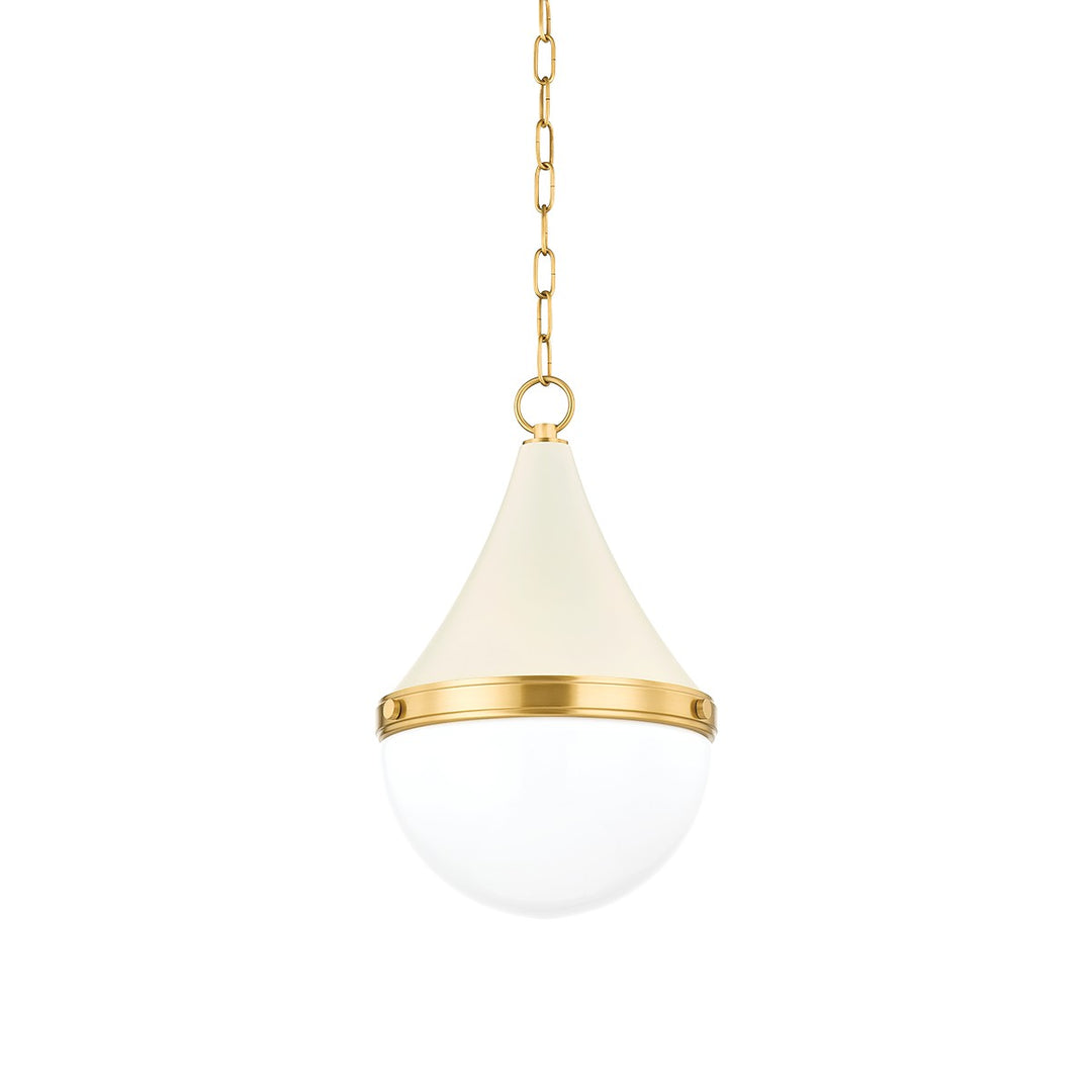 Ciara One Light Pendant in Aged Brass/Soft Cream - available from The Lighting Shoppe, trusted by Canadian homeowners