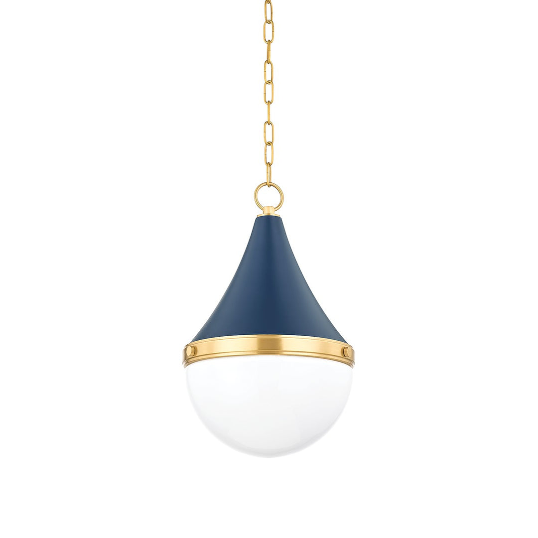 Ciara One Light Pendant in Aged Brass/Soft Navy - available from The Lighting Shoppe, trusted by Canadian homeowners