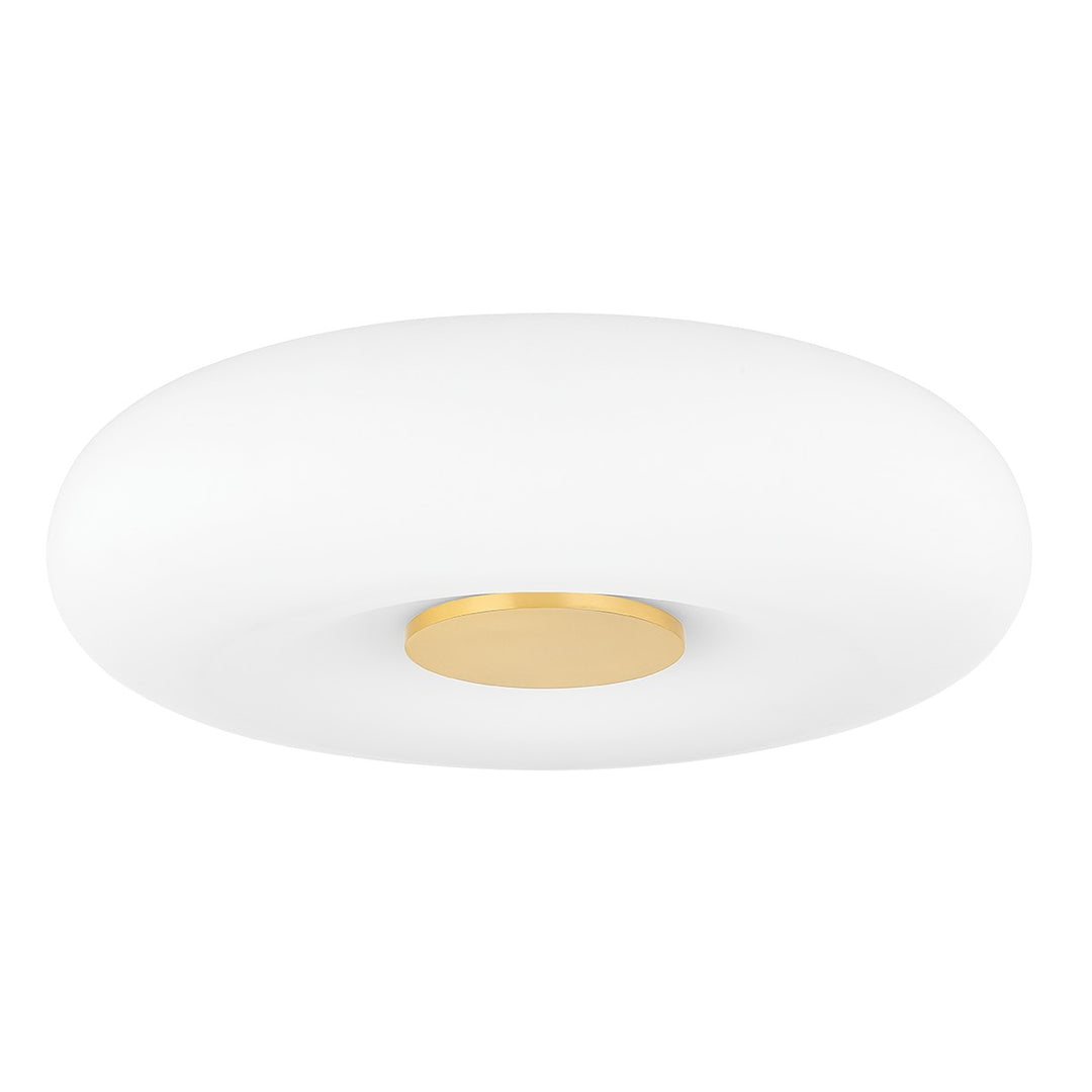 Imani LED Flush Mount in Aged Brass - available from The Lighting Shoppe, trusted by Canadian homeowners
