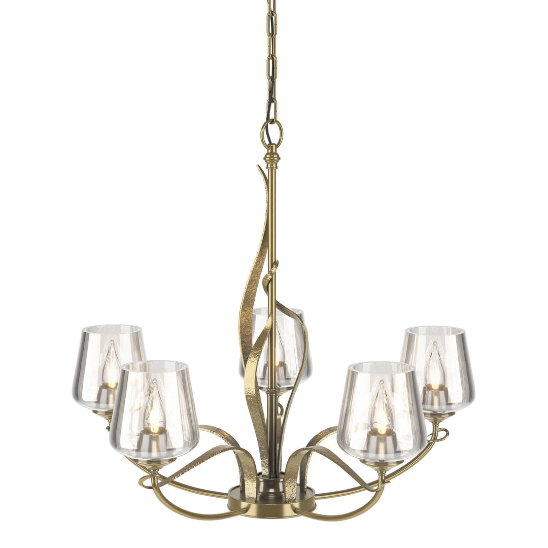 Flora Five Light Chandelier in Modern Brass - available from The Lighting Shoppe, trusted by Canadian homeowners