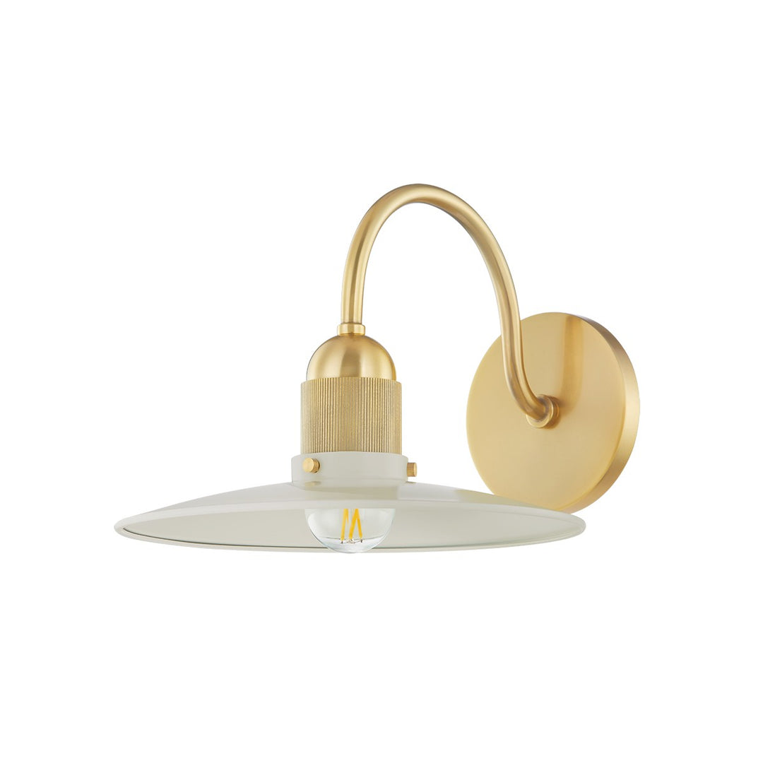Leanna One Light Wall Sconce in Aged Brass/Soft Cream - available from The Lighting Shoppe, trusted by Canadian homeowners