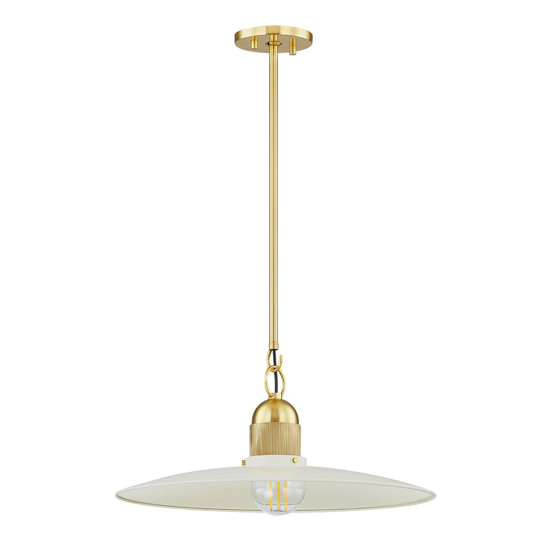 Leanna One Light Pendant in Aged Brass/Soft Cream - available from The Lighting Shoppe, trusted by Canadian homeowners