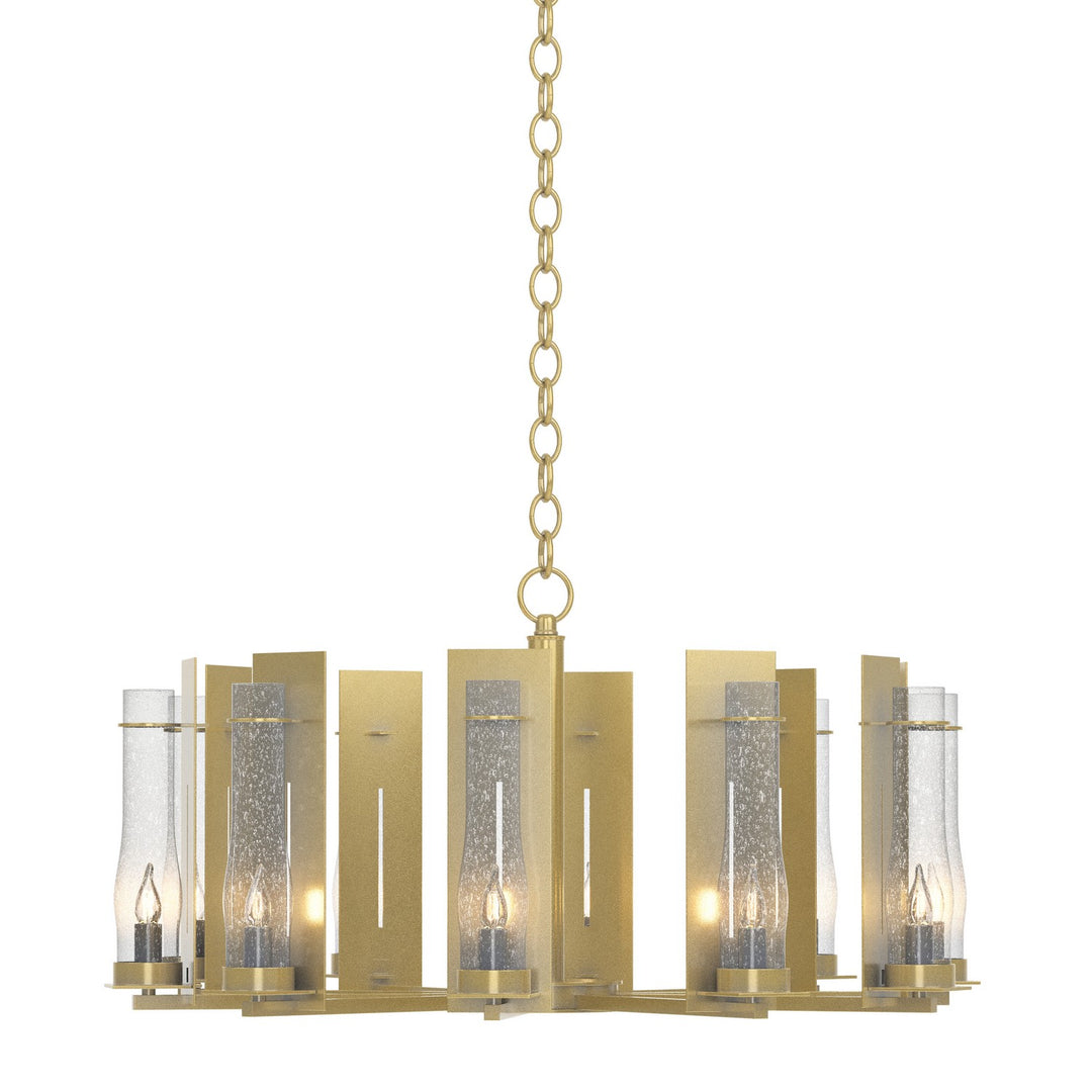 New Town Ten Light Chandelier in Modern Brass - available from The Lighting Shoppe, trusted by Canadian homeowners
