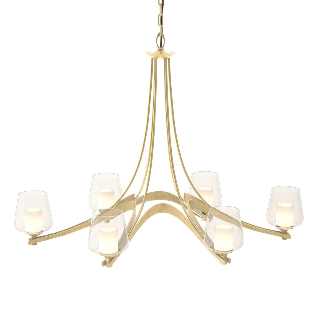 Hubbardton Forge Canada - 104116-SKT-86-ZU0291 - Six Light Chandelier - Ribbon - Modern Brass