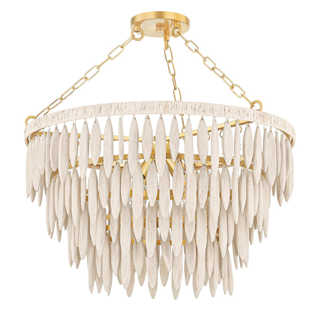 Tiffany Four Light Chandelier in Aged Brass/Textured Cream - available from The Lighting Shoppe, trusted by Canadian homeowners