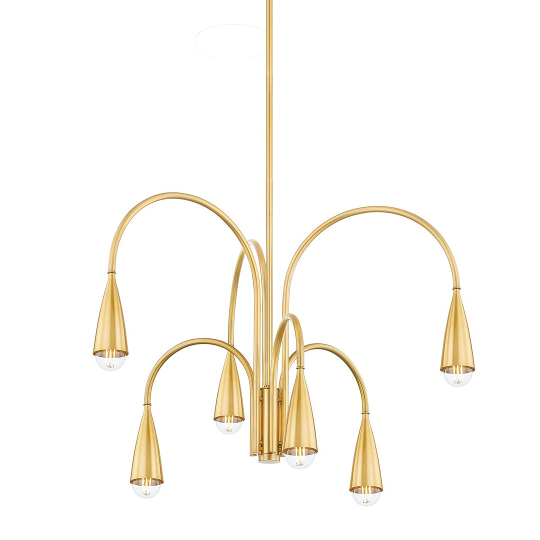 Jenica Six Light Chandelier in Aged Brass - available from The Lighting Shoppe, trusted by Canadian homeowners