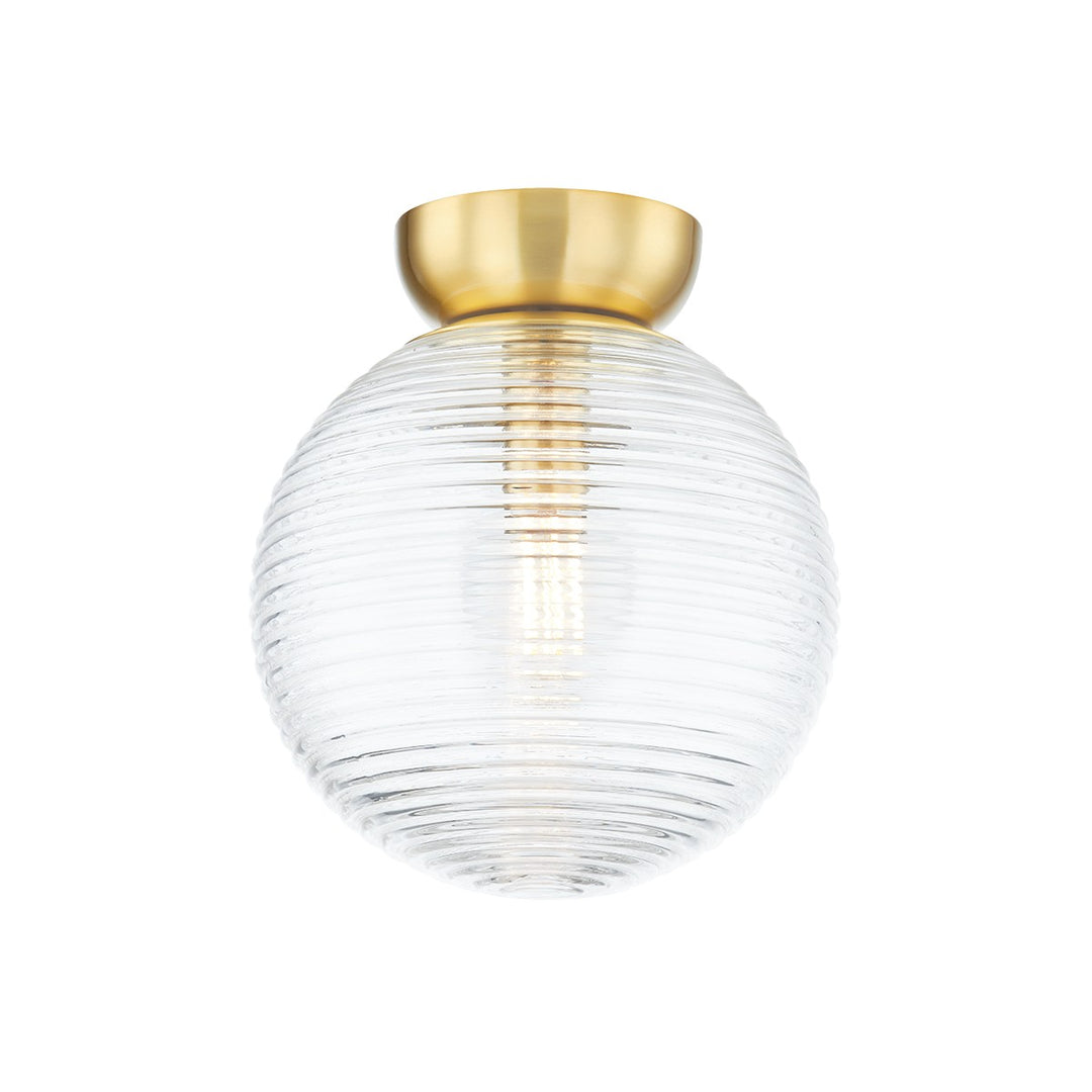 Sara One Light Flush Mount in Aged Brass - available from The Lighting Shoppe, trusted by Canadian homeowners