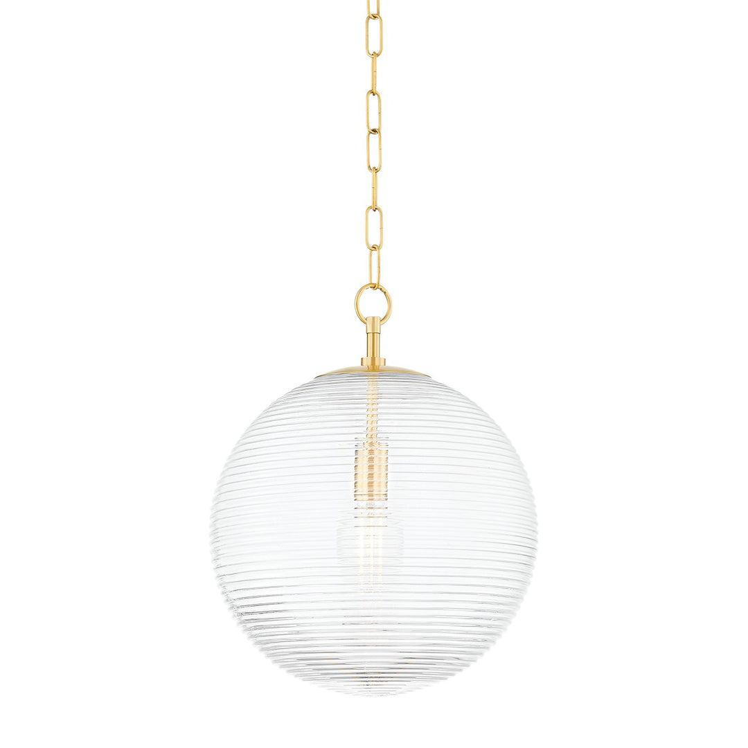 Sara One Light Pendant in Aged Brass - available from The Lighting Shoppe, trusted by Canadian homeowners