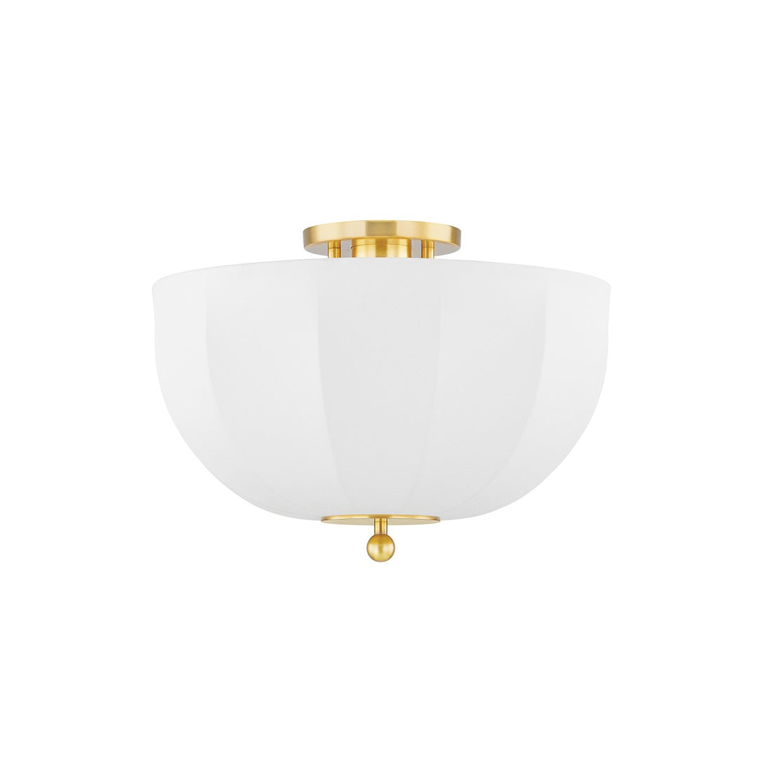 Meshelle One Light Flush Mount in Aged Brass - available from The Lighting Shoppe, trusted by Canadian homeowners