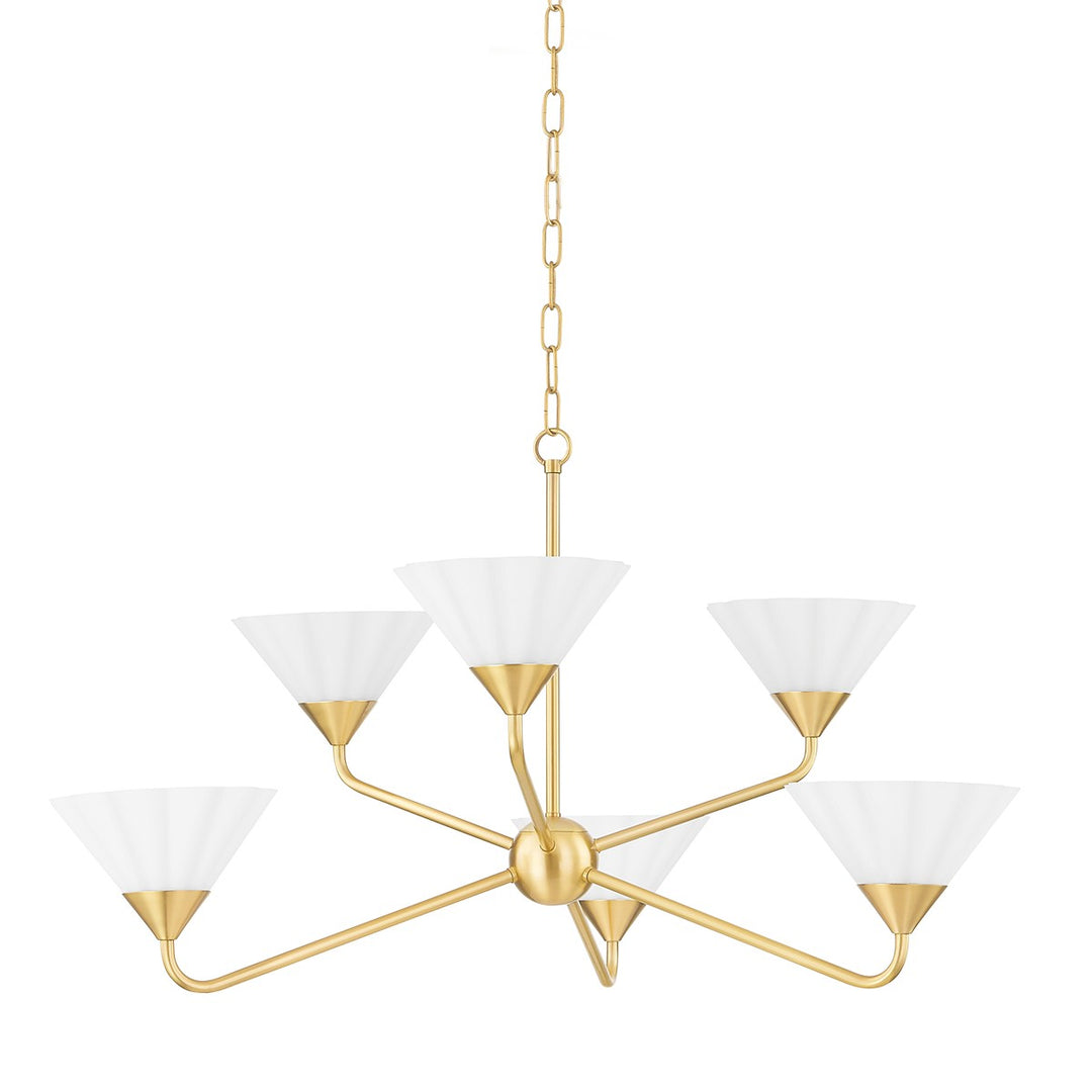 Kelsey Six Light Chandelier in Aged Brass - available from The Lighting Shoppe, trusted by Canadian homeowners