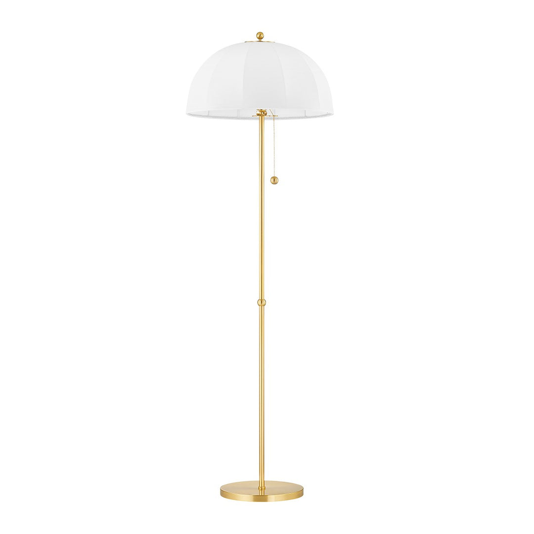 Meshelle One Light Floor Lamp in Aged Brass - available from The Lighting Shoppe, trusted by Canadian homeowners