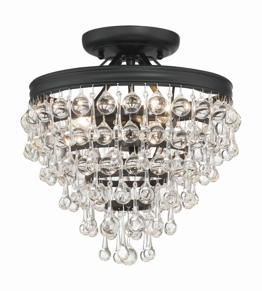 Calypso Three Light Semi Flush Mount in Matte Black - available from The Lighting Shoppe, trusted by Canadian homeowners
