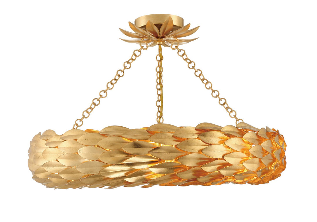 Crystorama - 536-GA_CEILING - Six Light Semi Flush Mount - Broche - Antique Gold