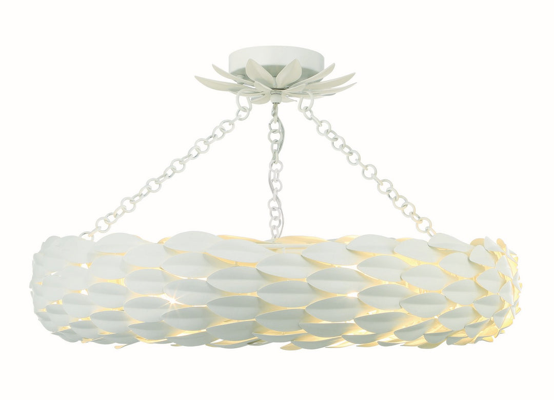 Broche Six Light Semi Flush Mount in Matte White - available from The Lighting Shoppe, trusted by Canadian homeowners