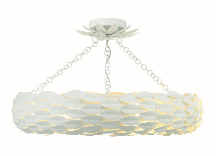 Broche Six Light Semi Flush Mount in Matte White - available from The Lighting Shoppe, trusted by Canadian homeowners