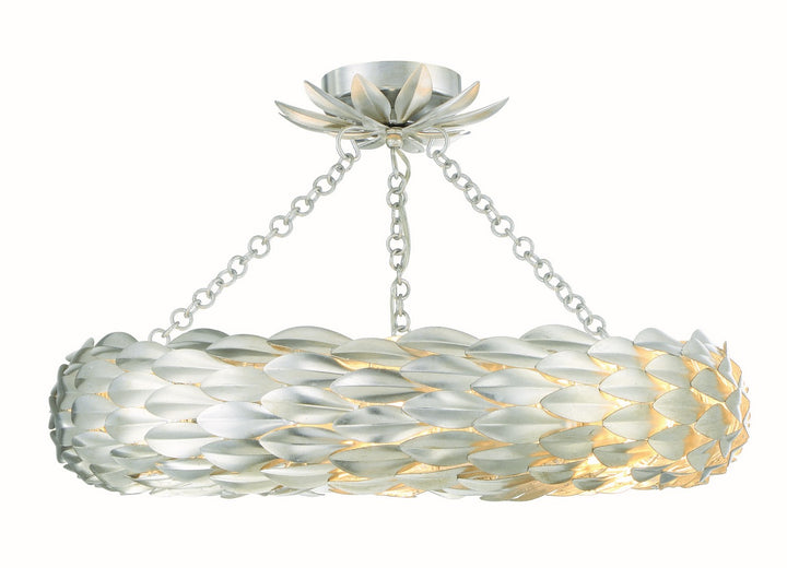 Broche Six Light Semi Flush Mount in Antique Silver - available from The Lighting Shoppe, trusted by Canadian homeowners