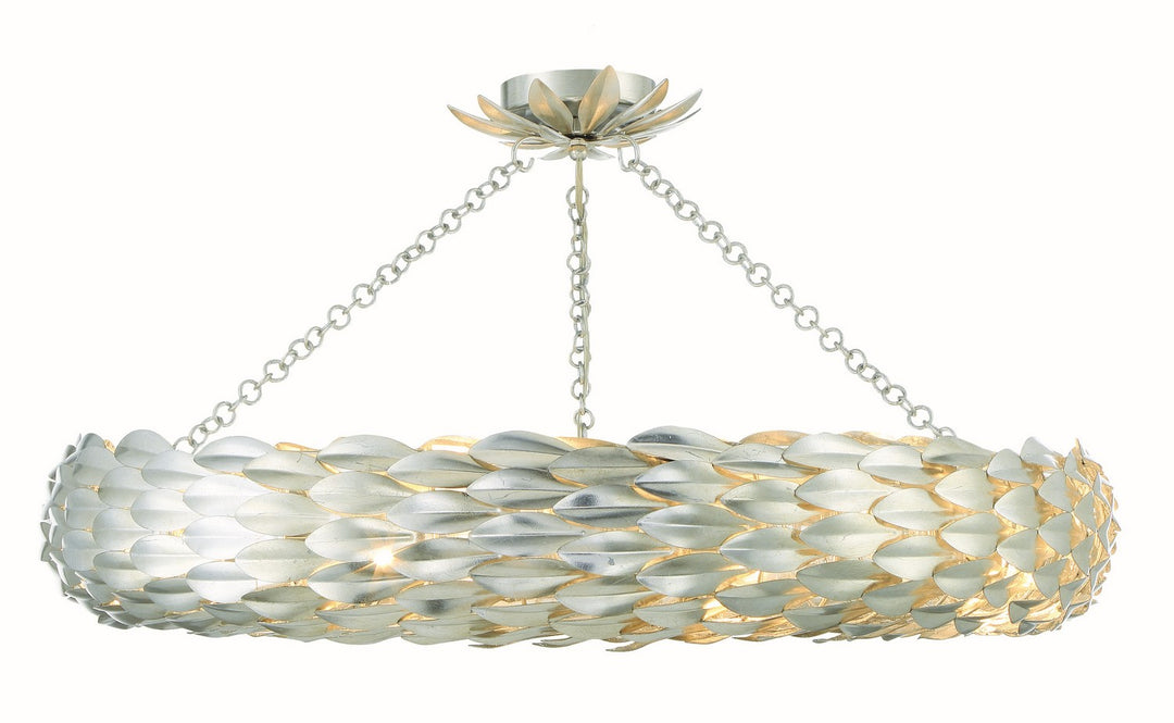 Broche Eight Light Semi Flush Mount in Antique Silver - available from The Lighting Shoppe, trusted by Canadian homeowners