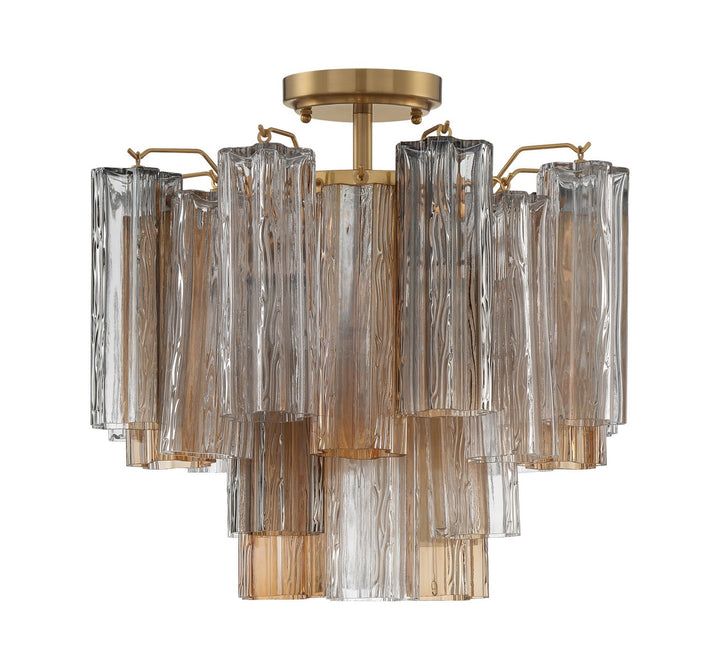 Addis Four Light Semi Flush Mount in Aged Brass - available from The Lighting Shoppe, trusted by Canadian homeowners