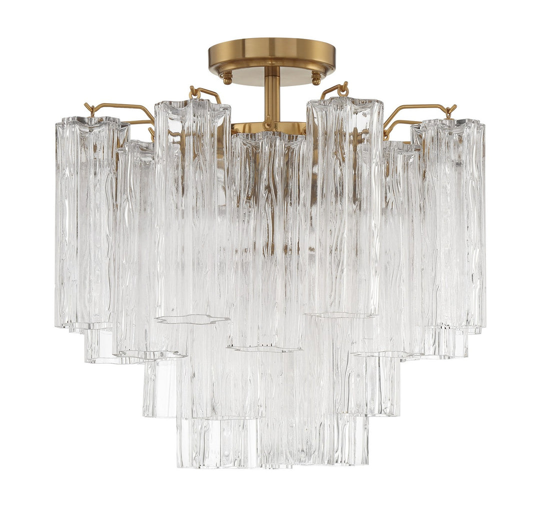 Addis Four Light Semi Flush Mount in Aged Brass - available from The Lighting Shoppe, trusted by Canadian homeowners