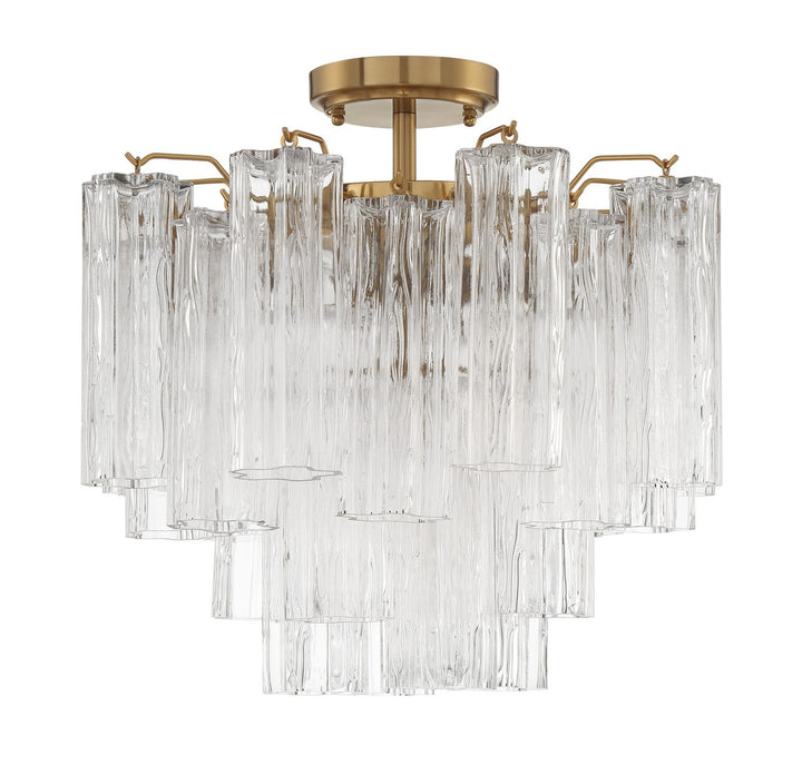 Addis Four Light Semi Flush Mount in Aged Brass - available from The Lighting Shoppe, trusted by Canadian homeowners