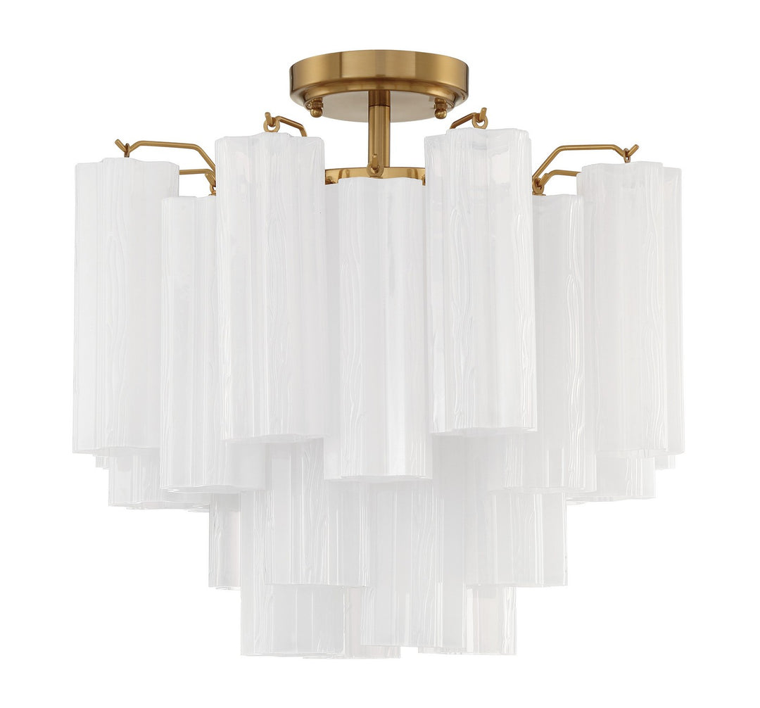 Addis Four Light Semi Flush Mount in Aged Brass - available from The Lighting Shoppe, trusted by Canadian homeowners
