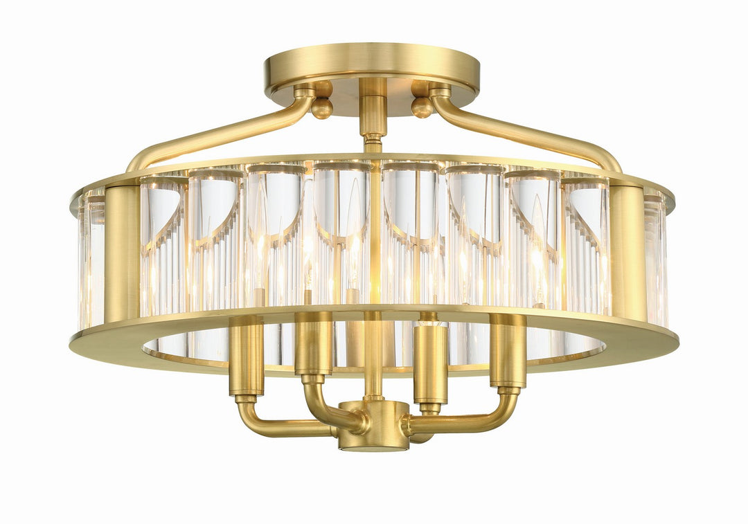 Farris Four Light Semi Flush Mount in Aged Brass - available from The Lighting Shoppe, trusted by Canadian homeowners