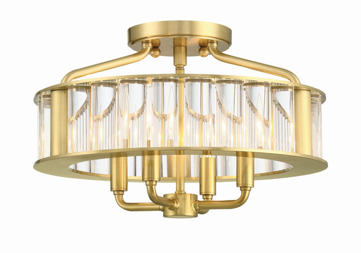Farris Four Light Semi Flush Mount in Aged Brass - available from The Lighting Shoppe, trusted by Canadian homeowners