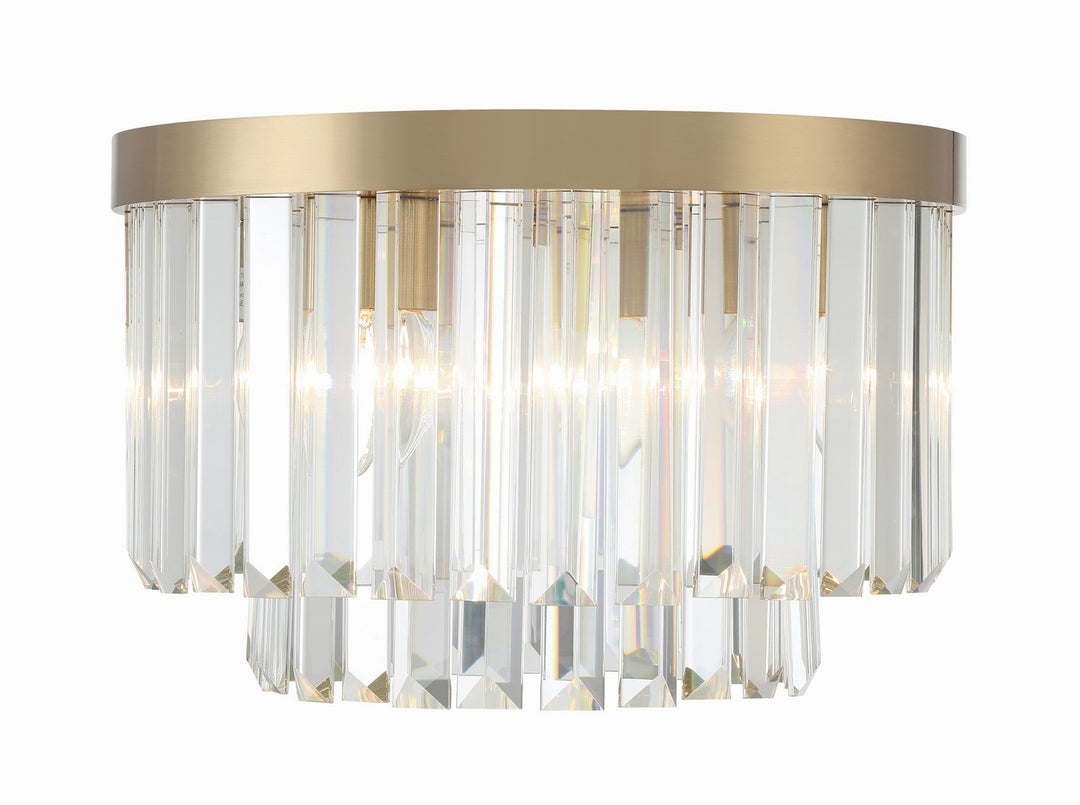 Hayes Four Light Flush Mount in Aged Brass - available from The Lighting Shoppe, trusted by Canadian homeowners